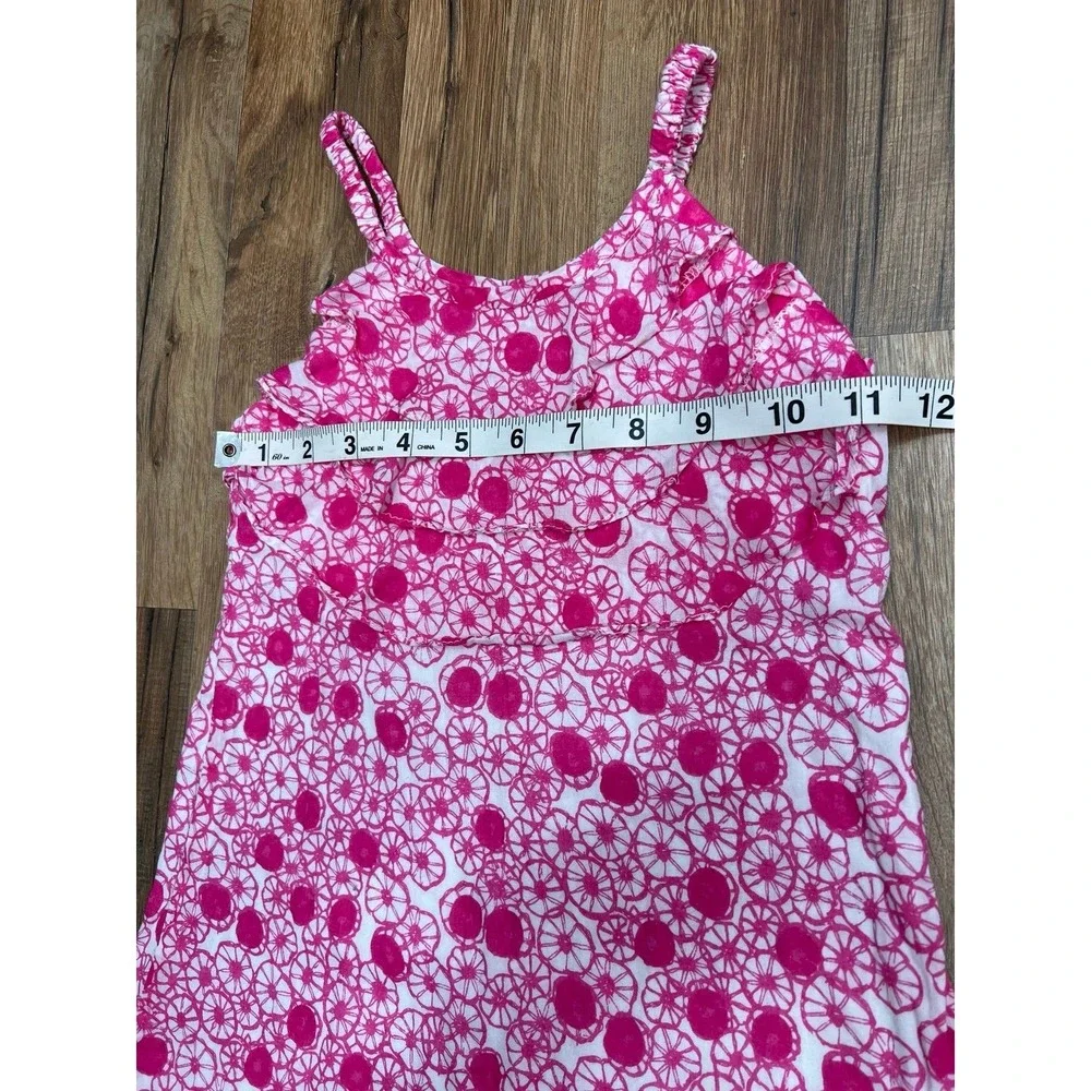 Isabel Garretón Girls 4 Pink Floral 100% Cotton Ruffle‎ Hem Dress Boutique